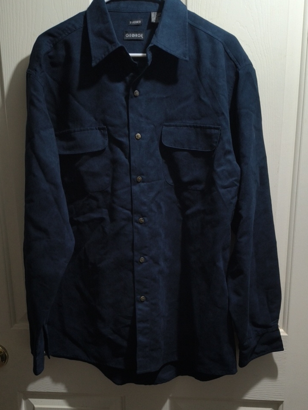 George Deep Navy Long-Sleeve Button Jacket Shirt